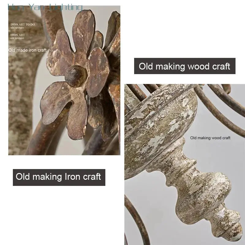 French Retro Wooden Chandelier