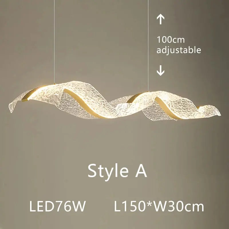 Modern Minimal LED Chandelier Wave Design