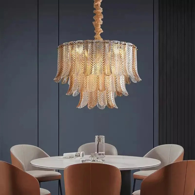 Aurelio eight-light copper and glass chandelier – product view