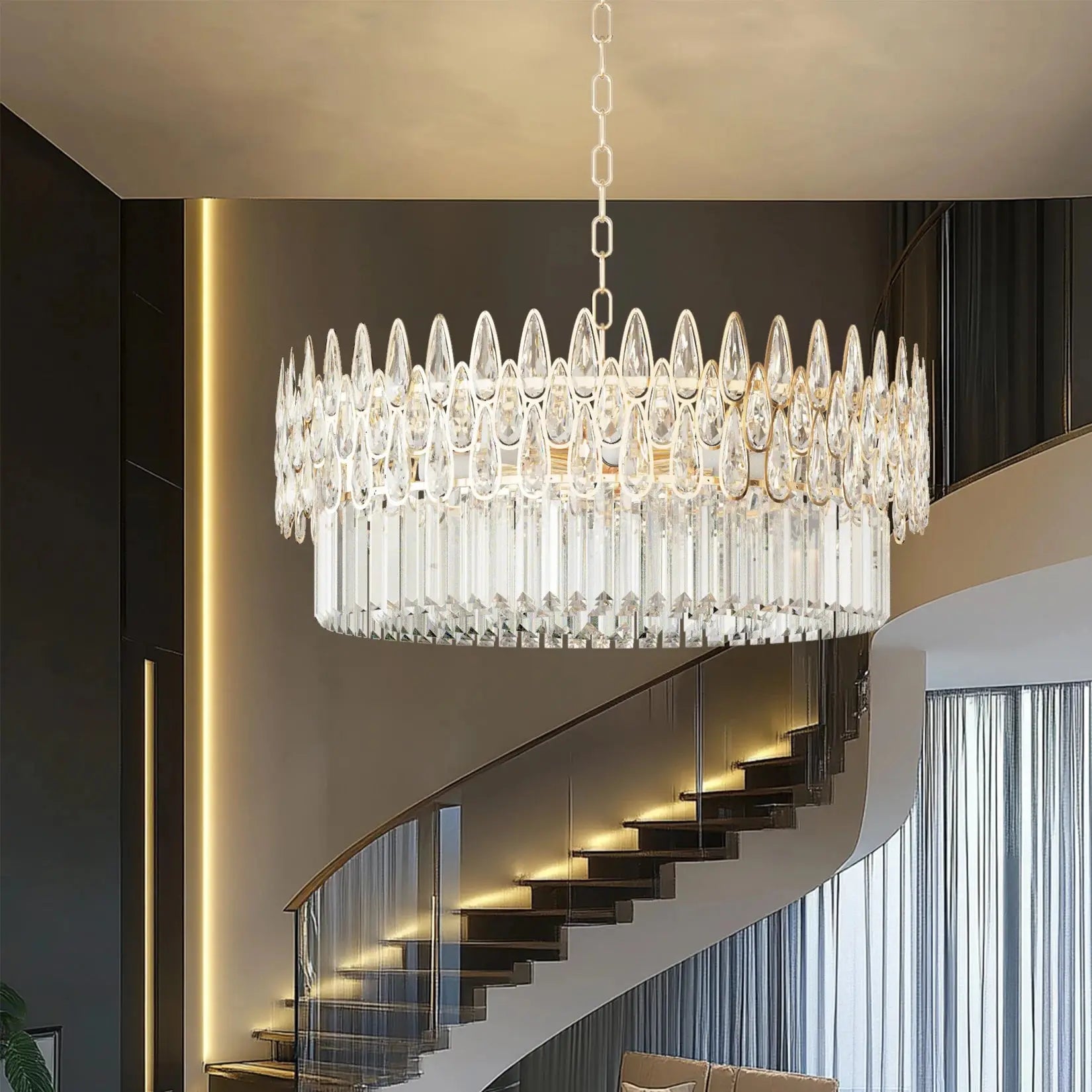 LUVODI Luxury Ceiling Pendant Lighting Decor Crystal Chandeliers Light Fixture with Three Colors Lights ChandeliersLife®