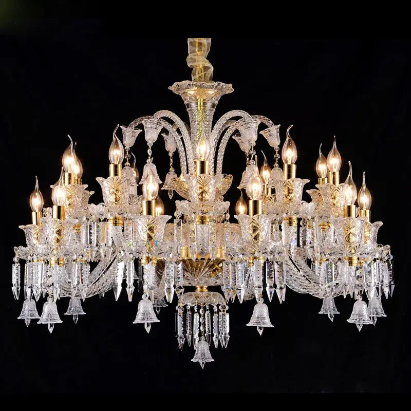 Europe Golden Clear Candle Crystal Chandelier Dining Pendent Lamp Clear Villa Hotel Bedroom Living Room Glass Decora Droplight ChandeliersLife®