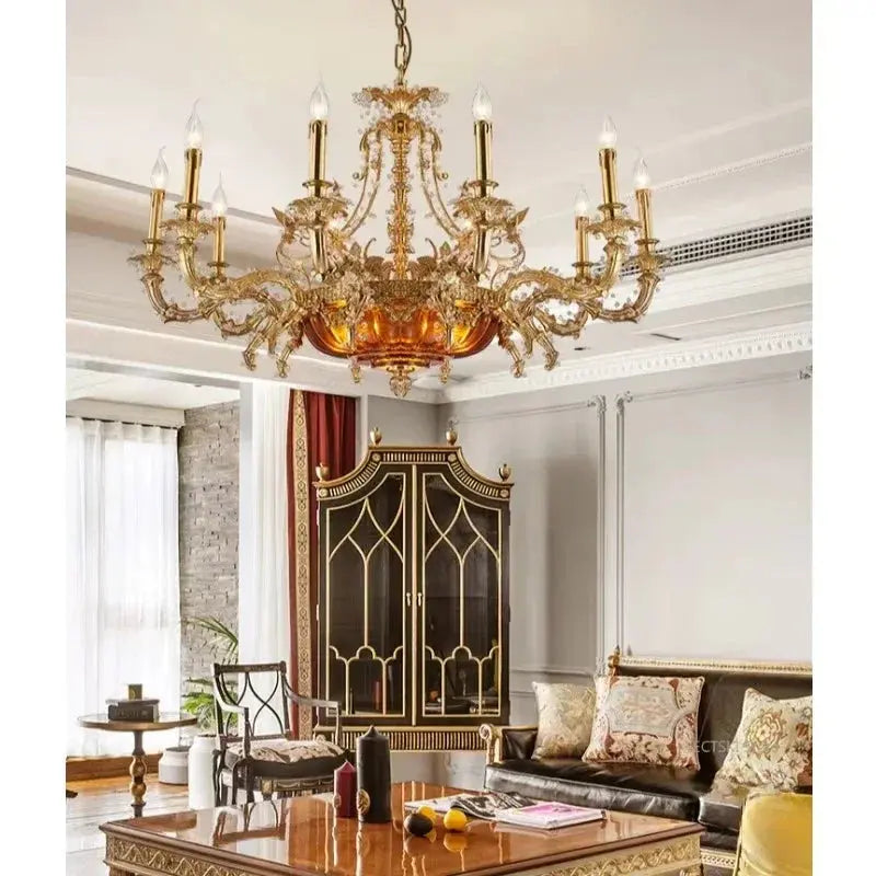 French style all copper palace bedroom restaurant, creative personality, luxurious atmosphere, luxurious villa club lights ChandeliersLife®