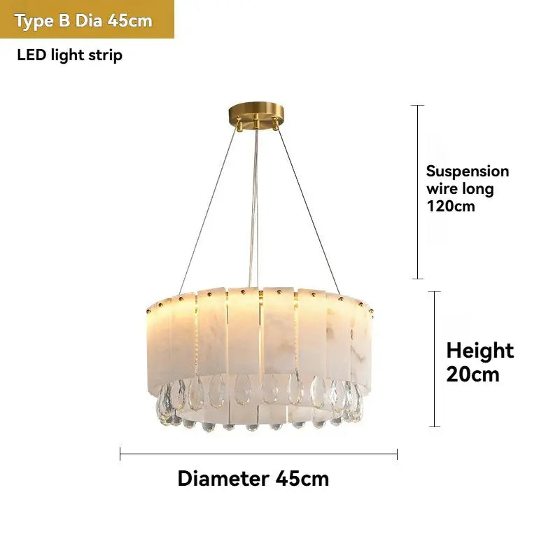 Villa Lobby Dining Living Room Alabaster Hanging Lamp - ChandeliersLife®