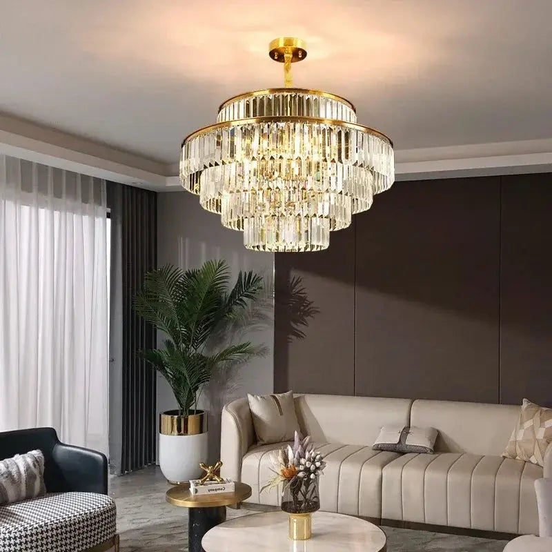 Modern Crystal Chandelier Simple Lustre Ceiling Lamp Living Room Chandelier Villa Bedroom Kitchen Island Decoration Round Lamp ChandeliersLife®