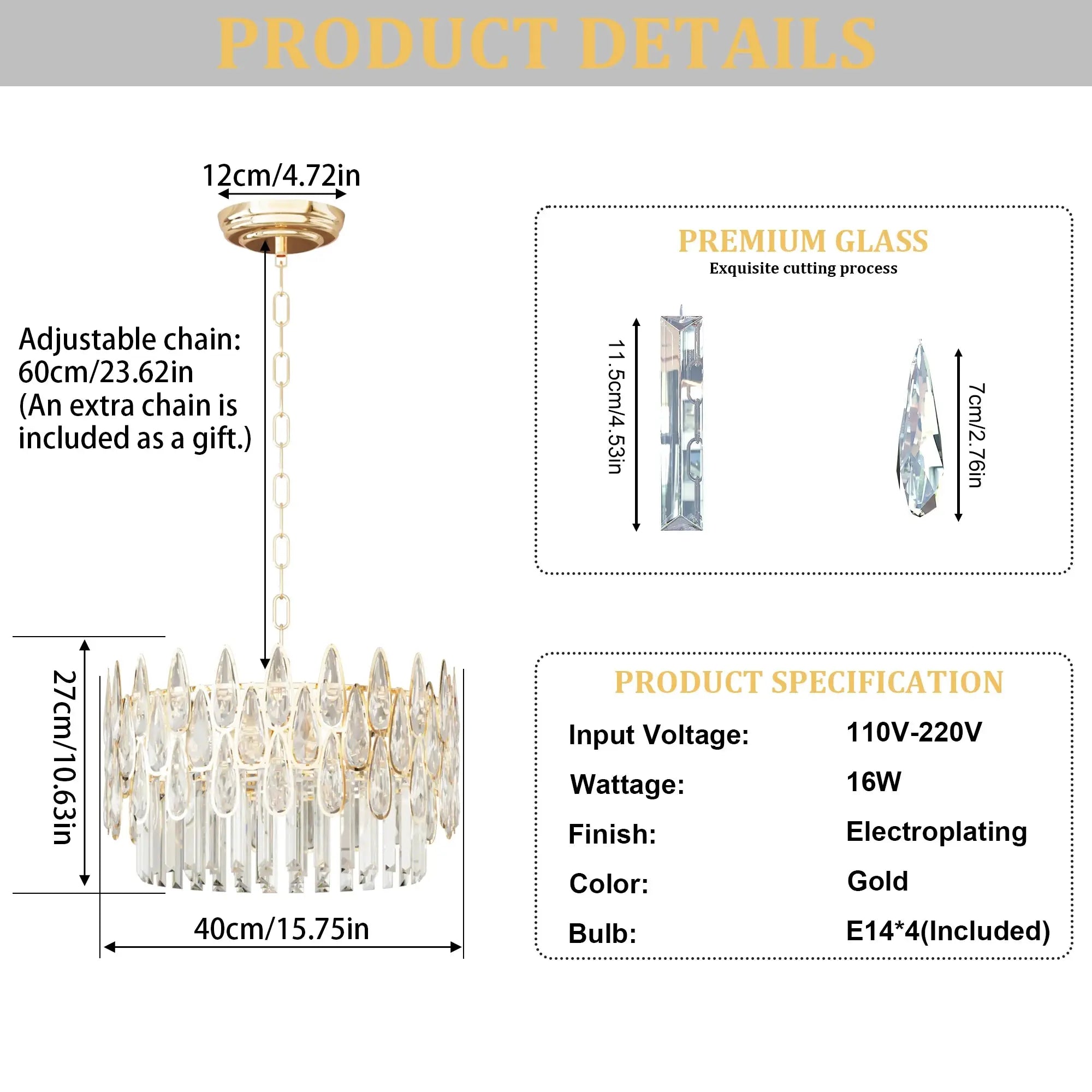 LUVODI Luxury Ceiling Pendant Lighting Decor Crystal Chandeliers Light Fixture with Three Colors Lights ChandeliersLife®