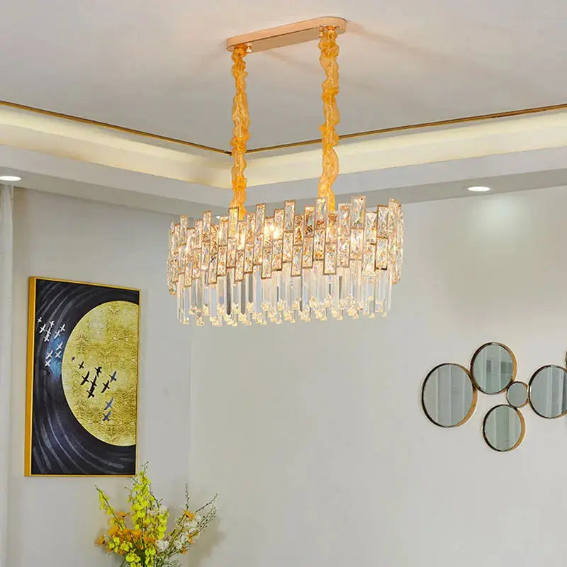 Postmodern Luxury Chandelier Suspend LED Lighting Fixtures Gold Black Crystal Round Oval Hanging Lamp For Living Room Decoration ChandeliersLife®