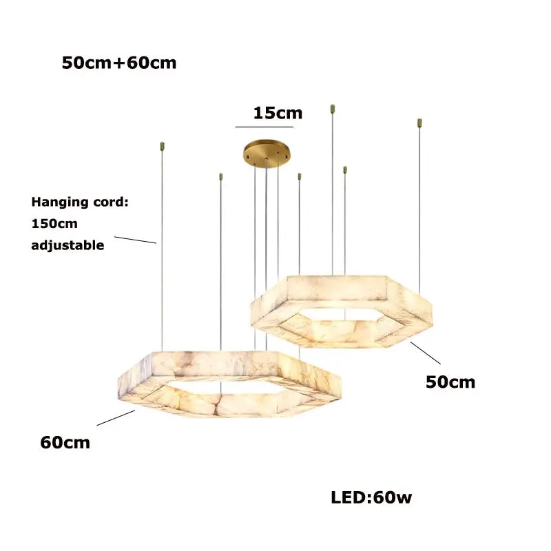 Hexagonal Alabaster Round Chandelier ChandeliersLife®