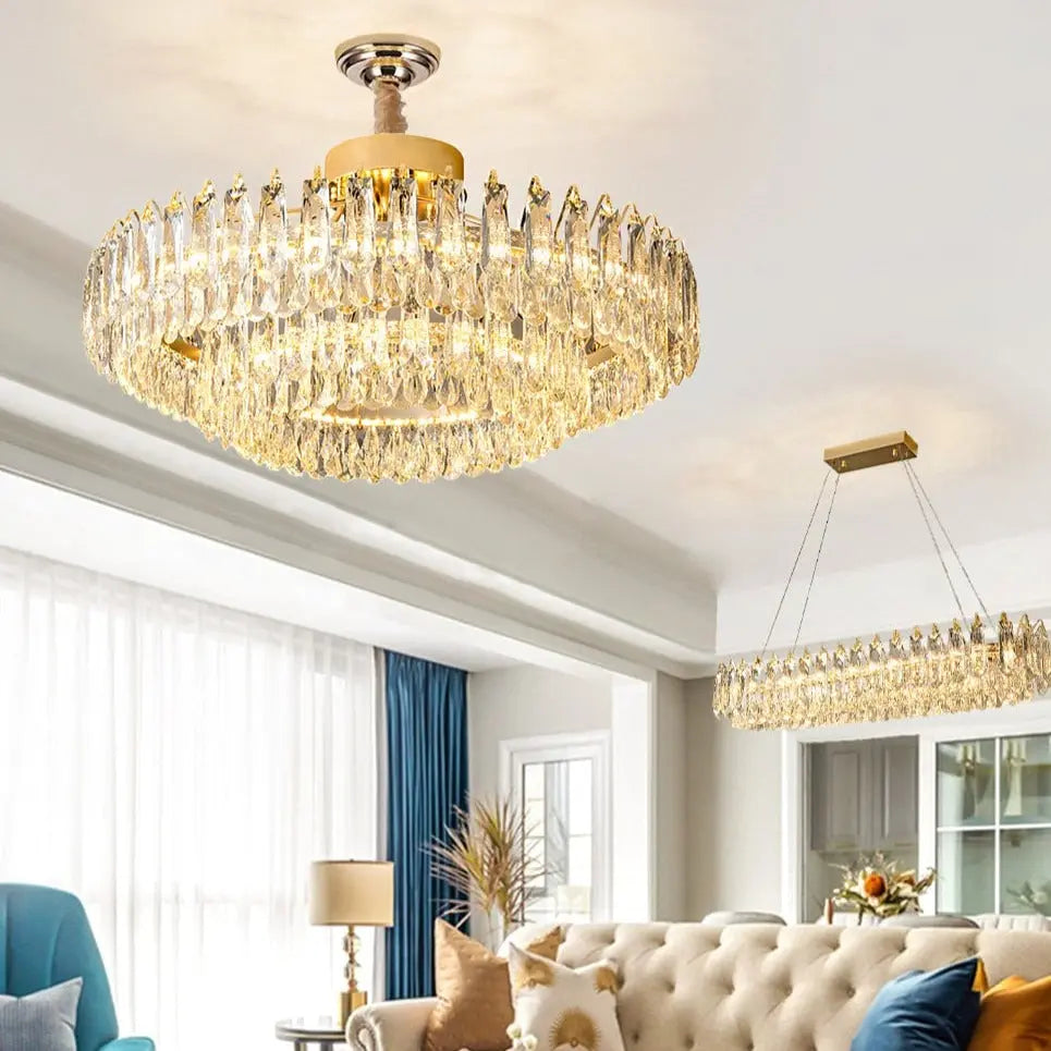 Crystal Modern Gold Straight Lustre ChandeliersLife®