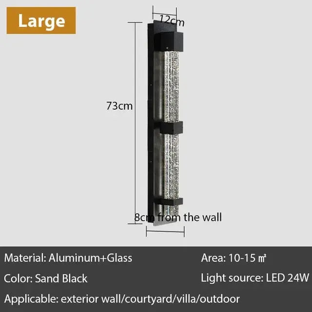 Outdoor Wall Lamp Anti Rust Aluminum with K9 Column Crystal Bubble Lighting Fixture Porch Wall Sconce for Garden Garage Entryway ChandeliersLife®