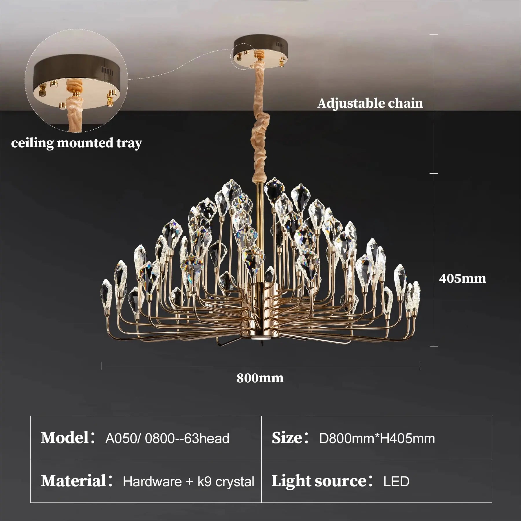 Round Luxury Crystal Ceiling Chandelier Gold For Bedroom Dining Living Room Kitchen K9 Crystal Ceiling Pendent Lamp Lights ChandeliersLife®