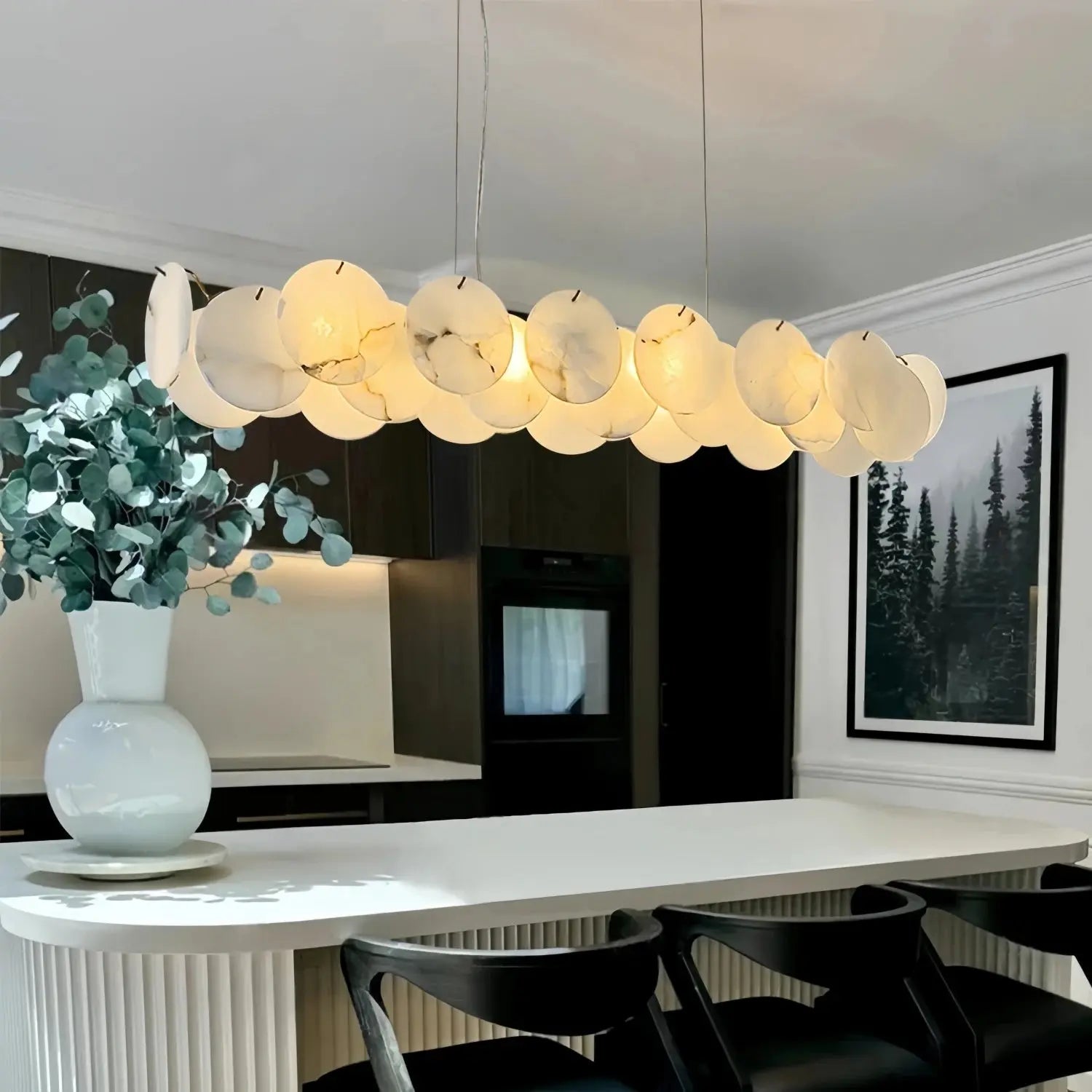 Modern White Marble Alabaster Round Lamp ChandeliersLife®