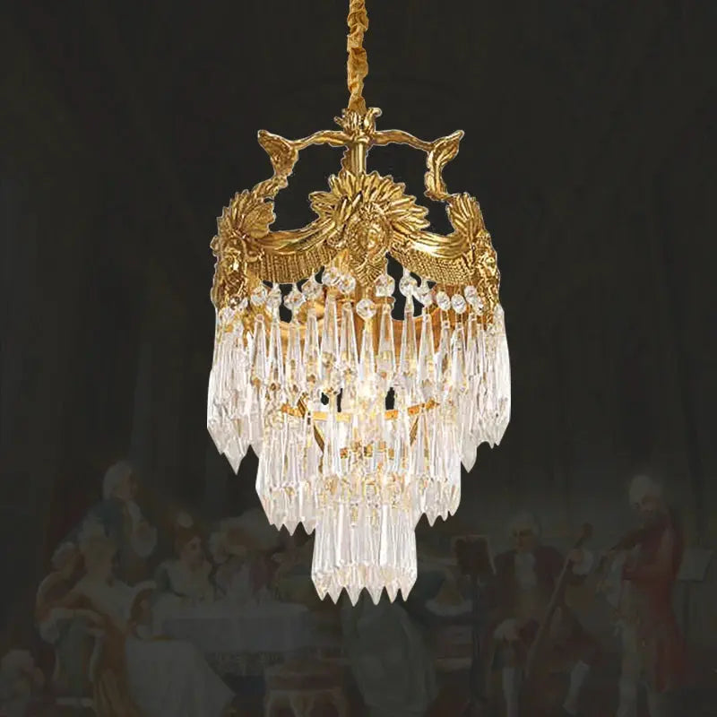 European Rococo Luxury Brass Restaurant Chandelier French Classical Retro Bedroom Foyer Crystal Pendant Light ChandeliersLife®