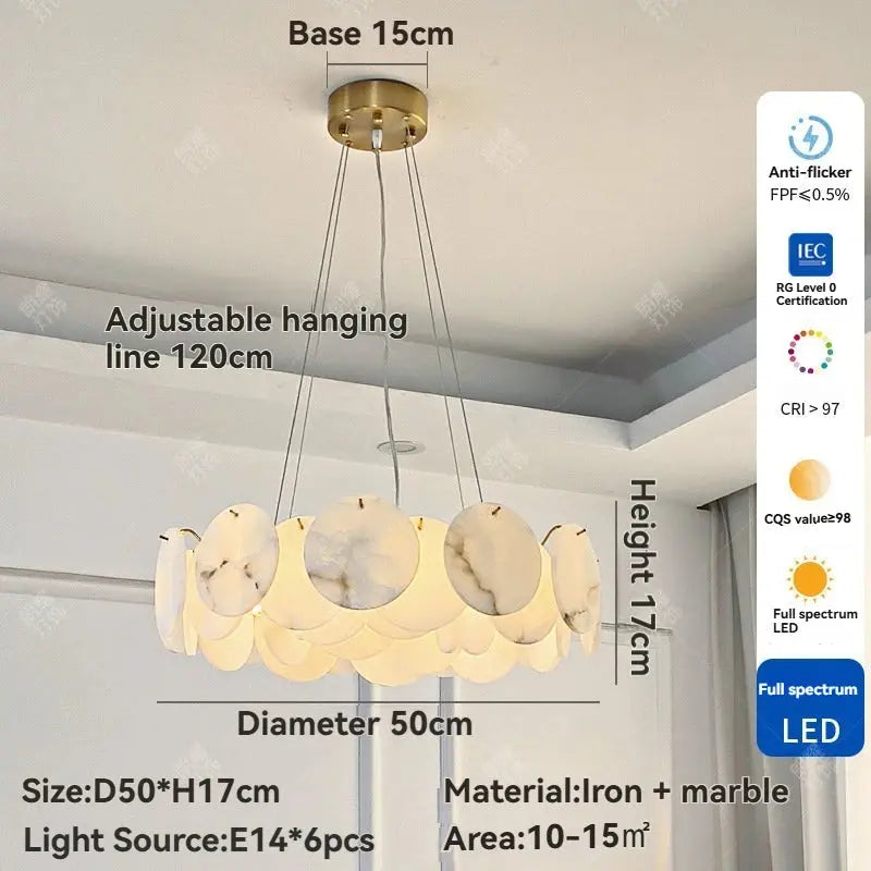 Modern White Marble Alabaster Round Lamp ChandeliersLife®