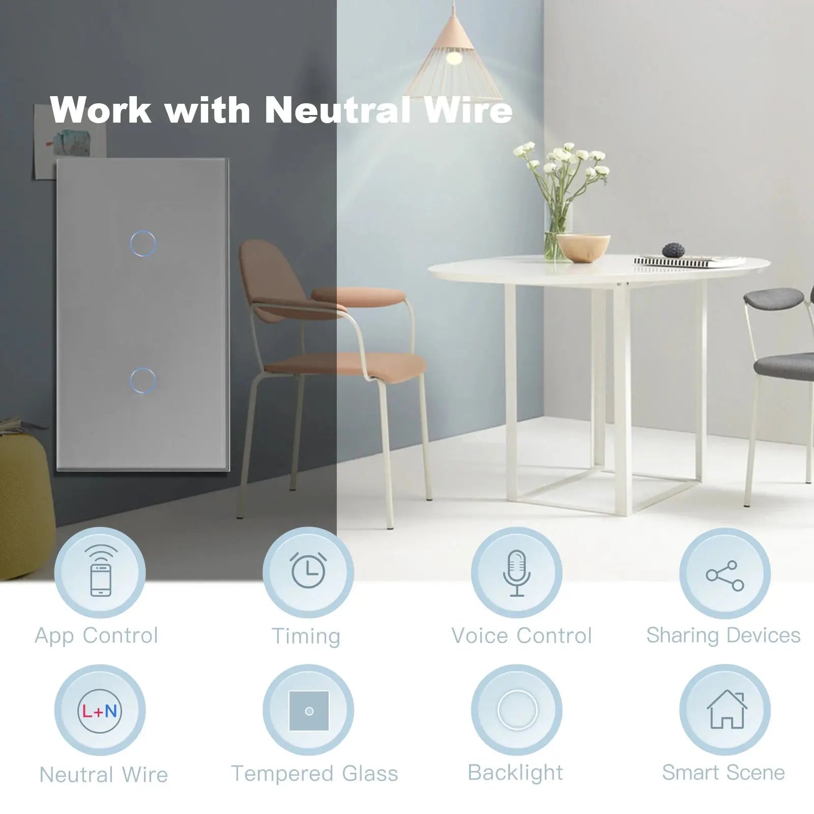 Wifi Light Smart Switch Grey White Black