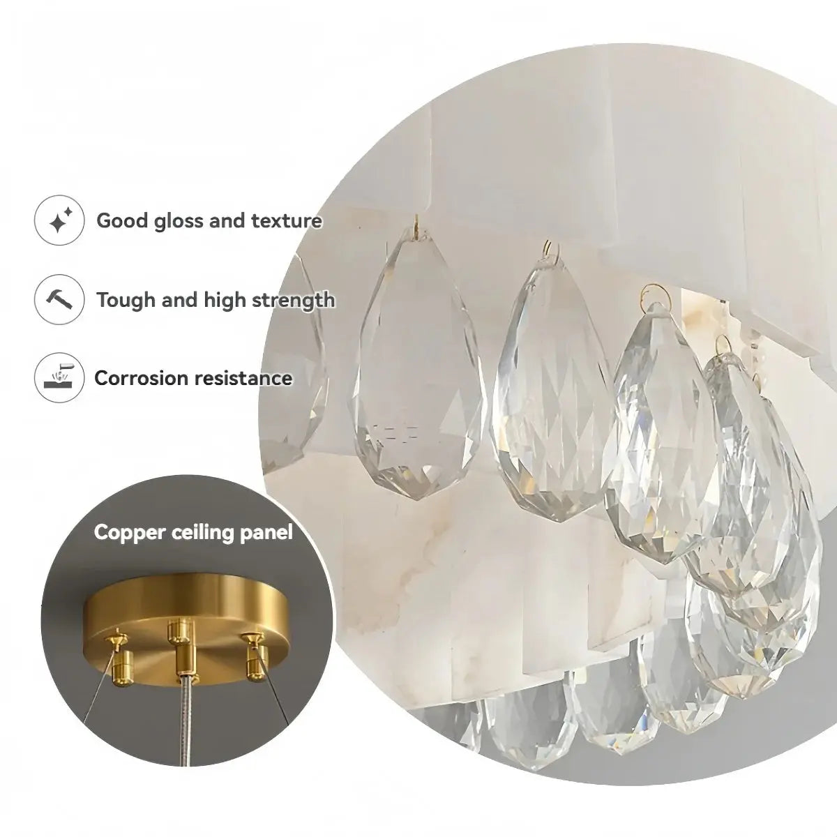 Villa Lobby Dining Living Room Alabaster Hanging Lamp - ChandeliersLife®