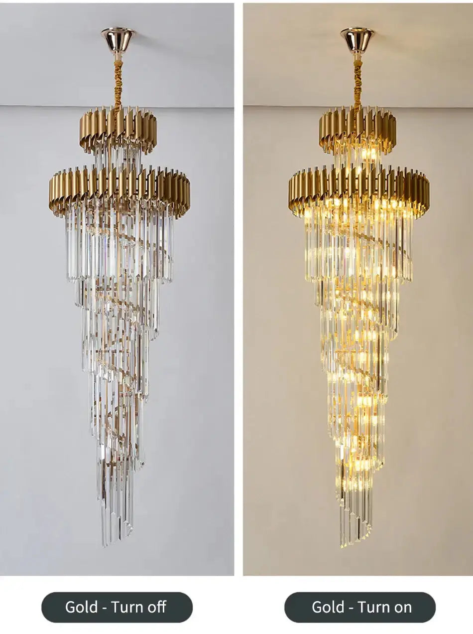 Long Black Crystal Loft Chandelier ChandeliersLife®