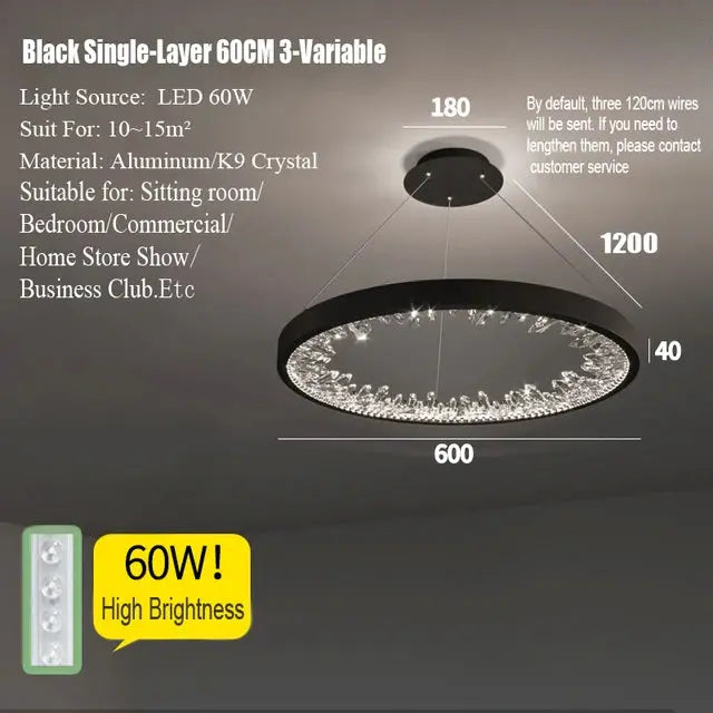 Modern Luxury Circular Black Chandelier ChandeliersLife®