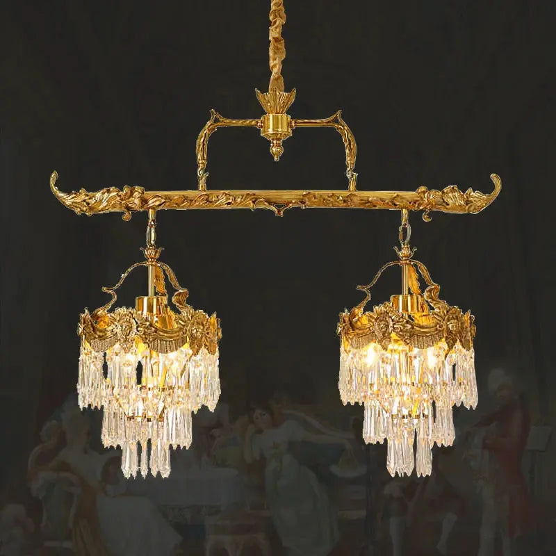 European Rococo Luxury Brass Restaurant Chandelier French Classical Retro Bedroom Foyer Crystal Pendant Light ChandeliersLife®
