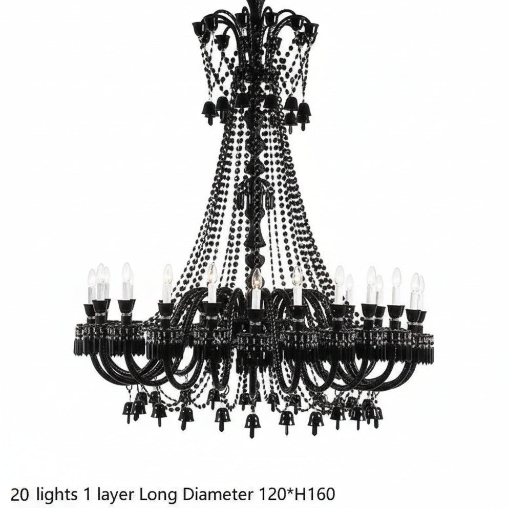 Villa Hotel Luxury Black Crystal Chandelier