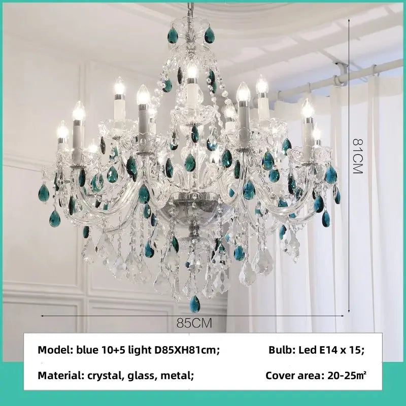 French Blue Crystal Chandelier