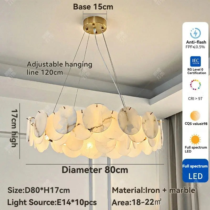 Modern White Marble Alabaster Round Lamp ChandeliersLife®