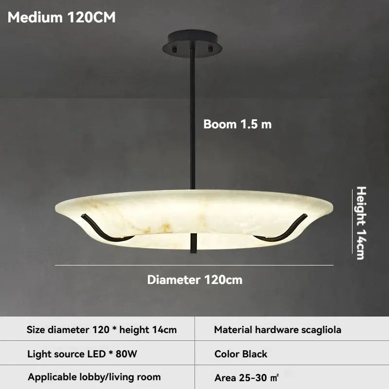 American Retro Alabaster Ring Chandelier