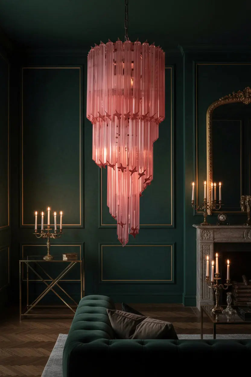 Varenza Modern Luxury Pink Glass Chandelier — alternate product view 4