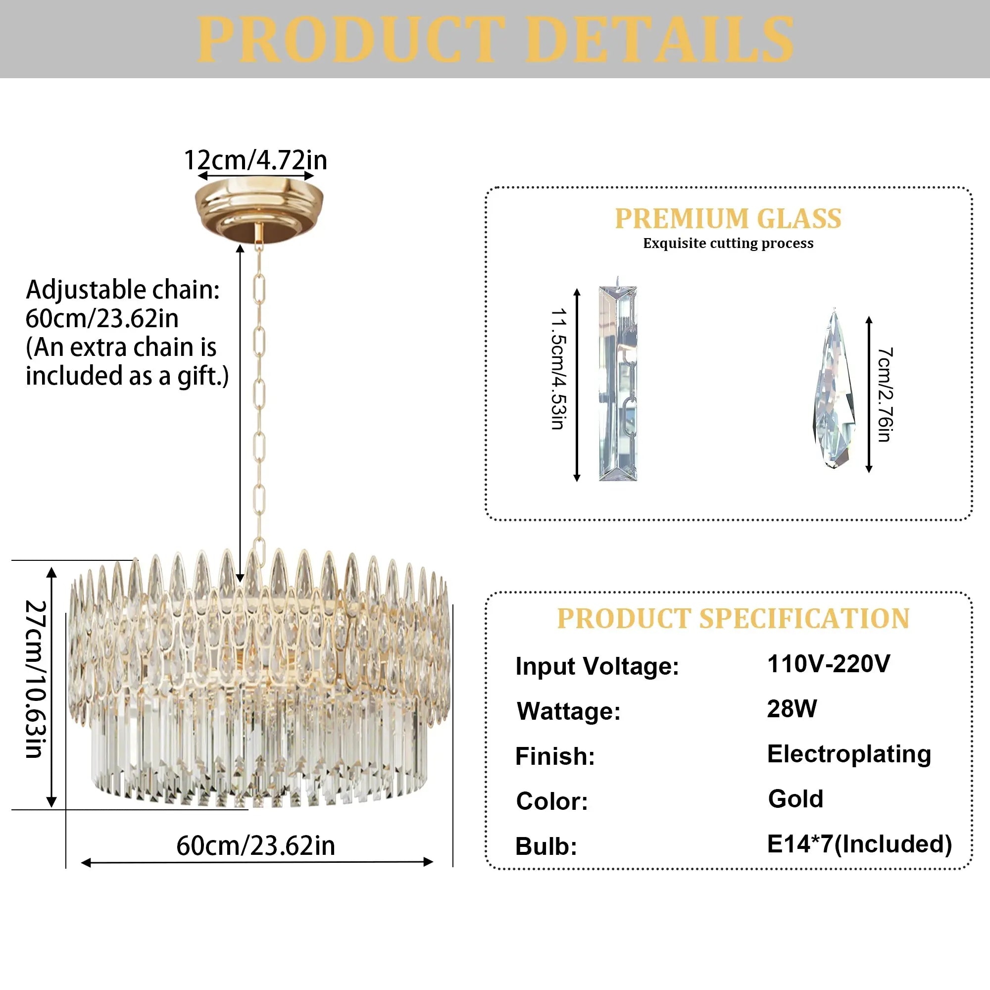 LUVODI Luxury Ceiling Pendant Lighting Decor Crystal Chandeliers Light Fixture with Three Colors Lights ChandeliersLife®