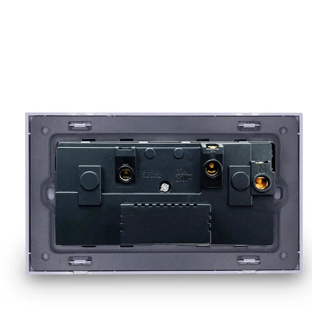 Electrical wall plate with connectors on a white background, featuring the Delviz brand.
