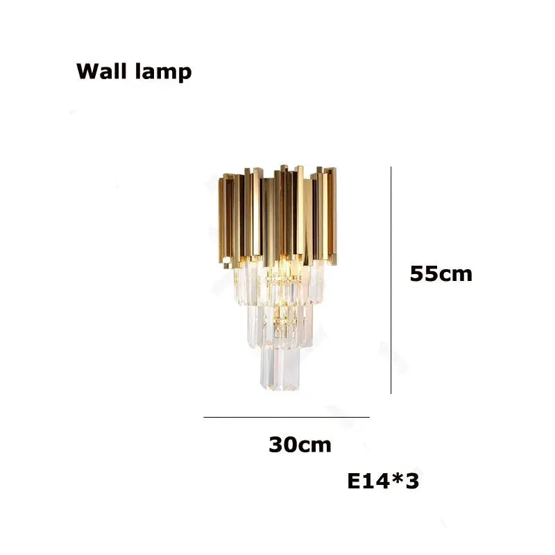 Wall lamp with dimensions and specifications on a white background