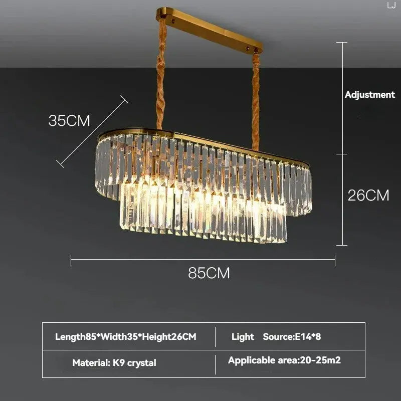 Modern Crystal Chandelier Simple Lustre Ceiling Lamp Living Room Chandelier Villa Bedroom Kitchen Island Decoration Round Lamp ChandeliersLife®