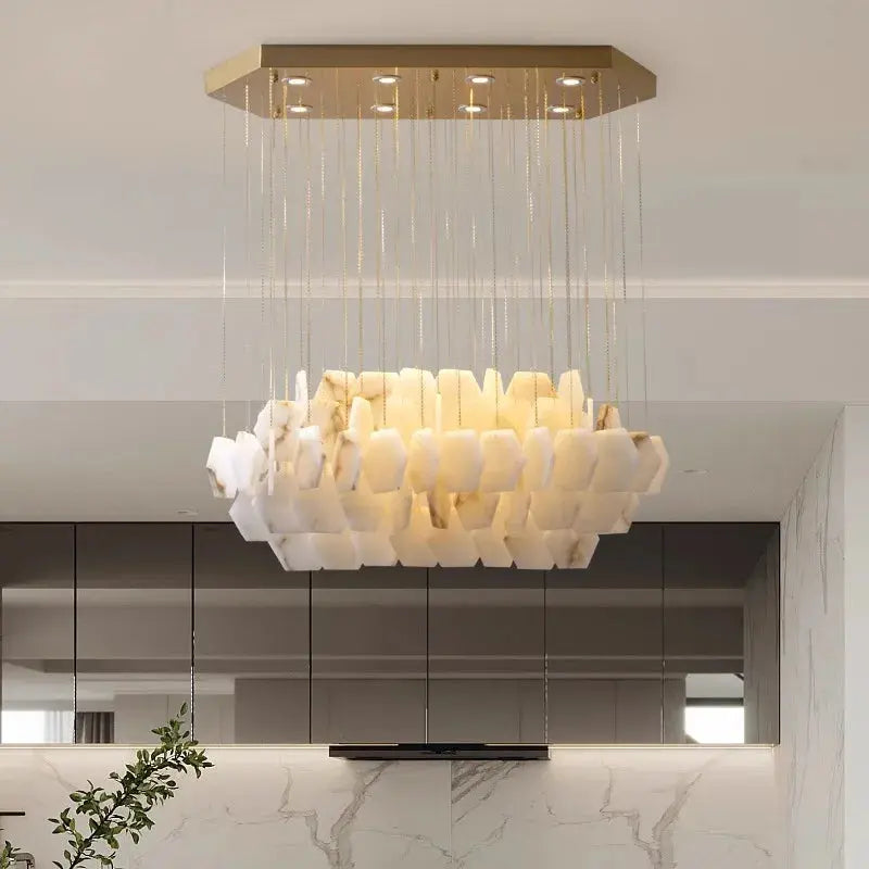 Nordic Retro Square Snowflake gypsum LED chandelier Hardware ceiling  lustre Creative restaurant design decorative Dimmable ChandeliersLife®