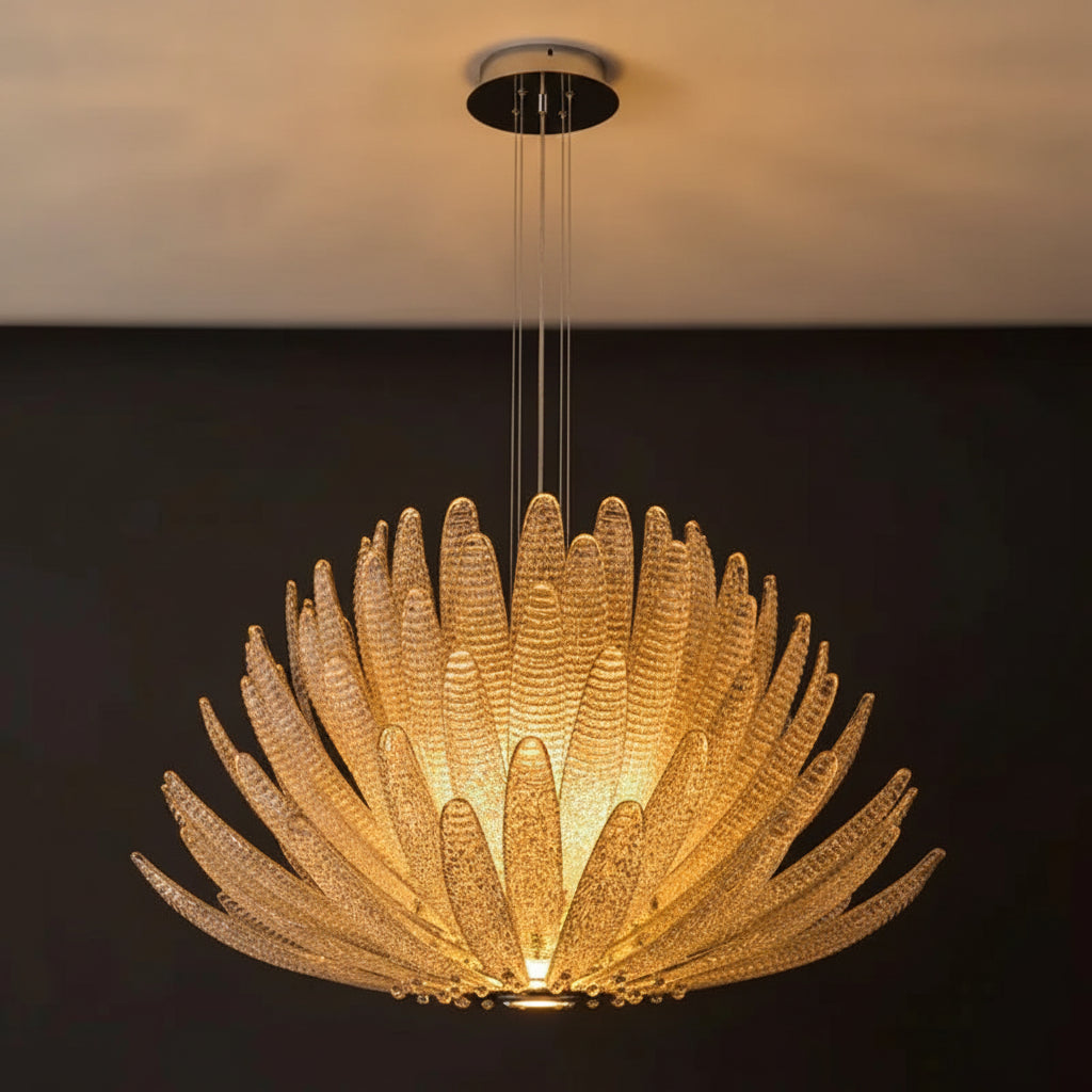 Modern Luxury Feather Glass Luxury Pendant Chandelier