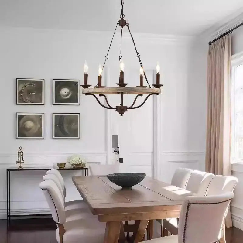 Creative American Rural Design Wooden Pendent Chandelier