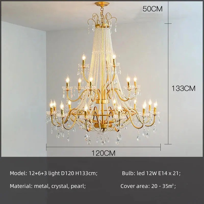 French Design Pearl Crystal Chandelier