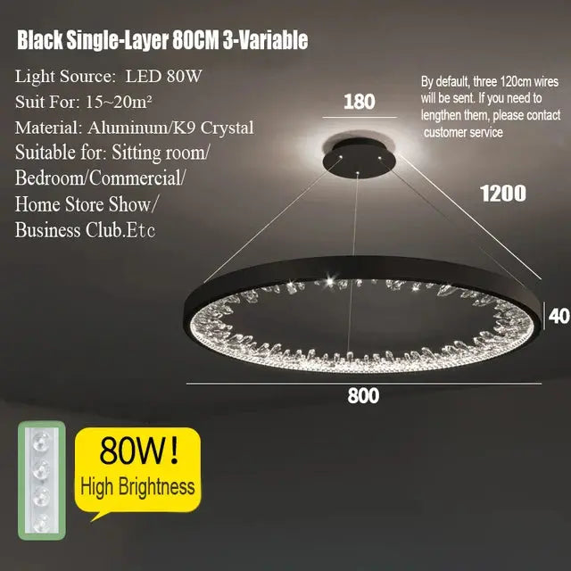 Modern Luxury Circular Black Chandelier ChandeliersLife®