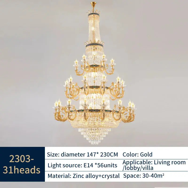 European Style Duplex Chandelier European Style Villa Living Room Candle Crystal Chandelier Hotel Lobby Chandelier In The Middle ChandeliersLife®