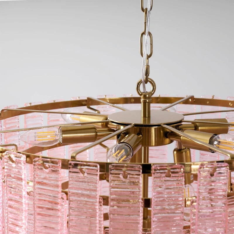 Statement glass chandelier with multiple stepped tiers
