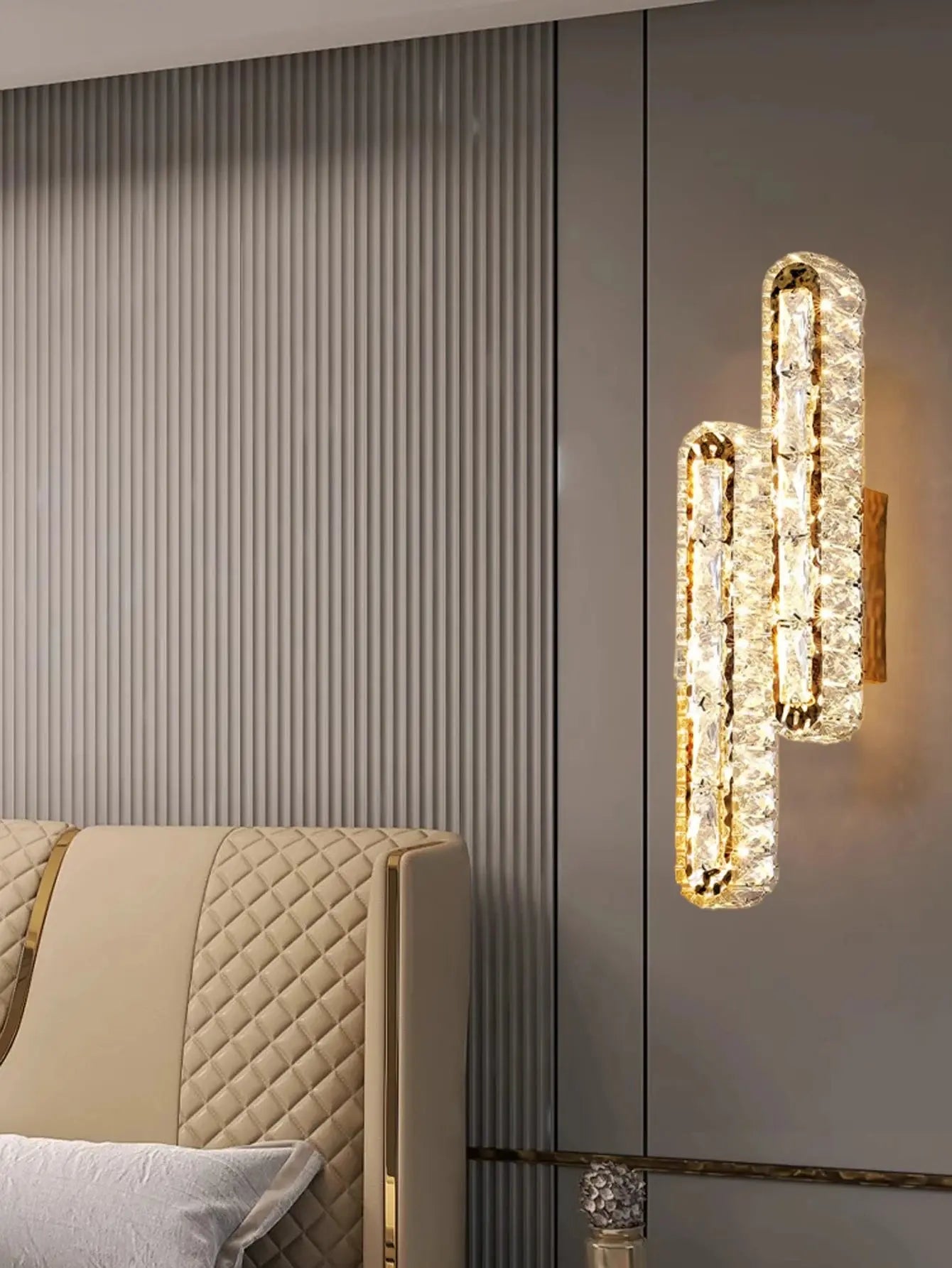 Double Row Crystal Wall Light