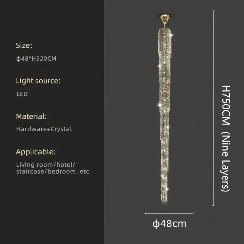 Luxury Crystal Chandelier for High Ceiling Rotate Staircase Villa Hotel Living Room High Pendant Light Indoor Lighting Fixture ChandeliersLife®