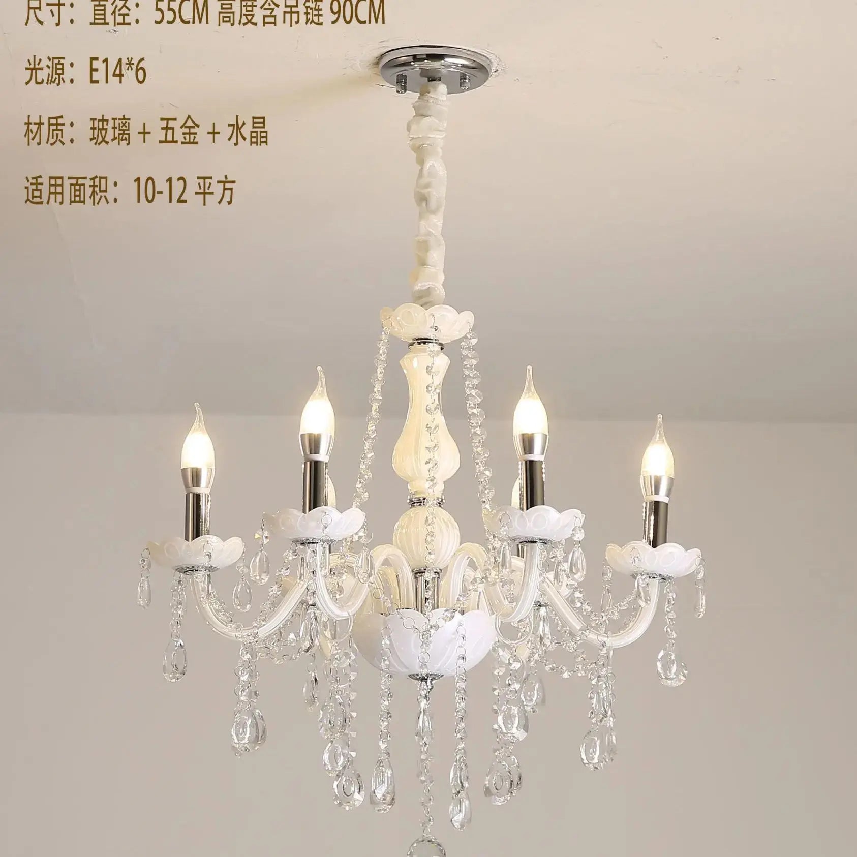 Luxurious Living Room Lighting White Crystal Chandelier ChandeliersLife®