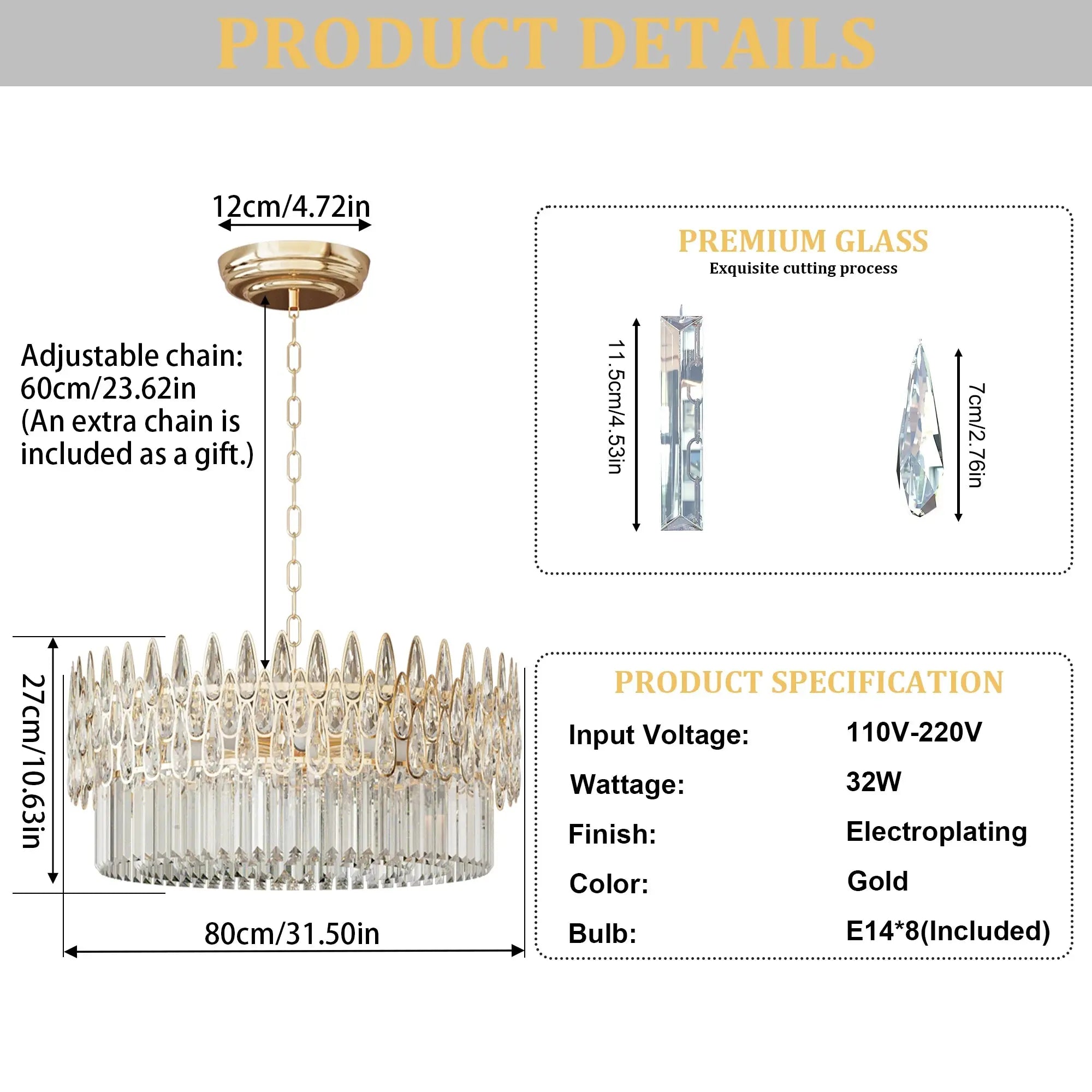 LUVODI Luxury Ceiling Pendant Lighting Decor Crystal Chandeliers Light Fixture with Three Colors Lights ChandeliersLife®