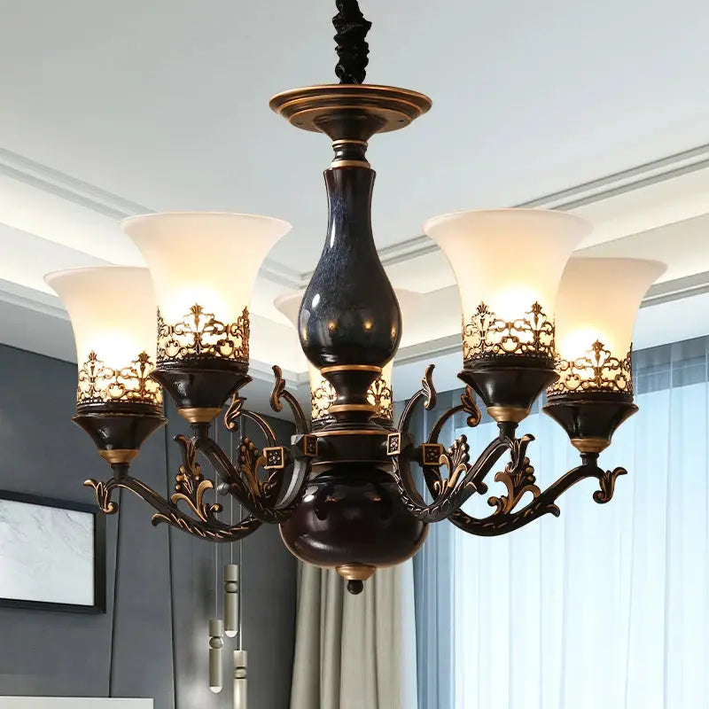 Dark Antique Ceramic Chandelier