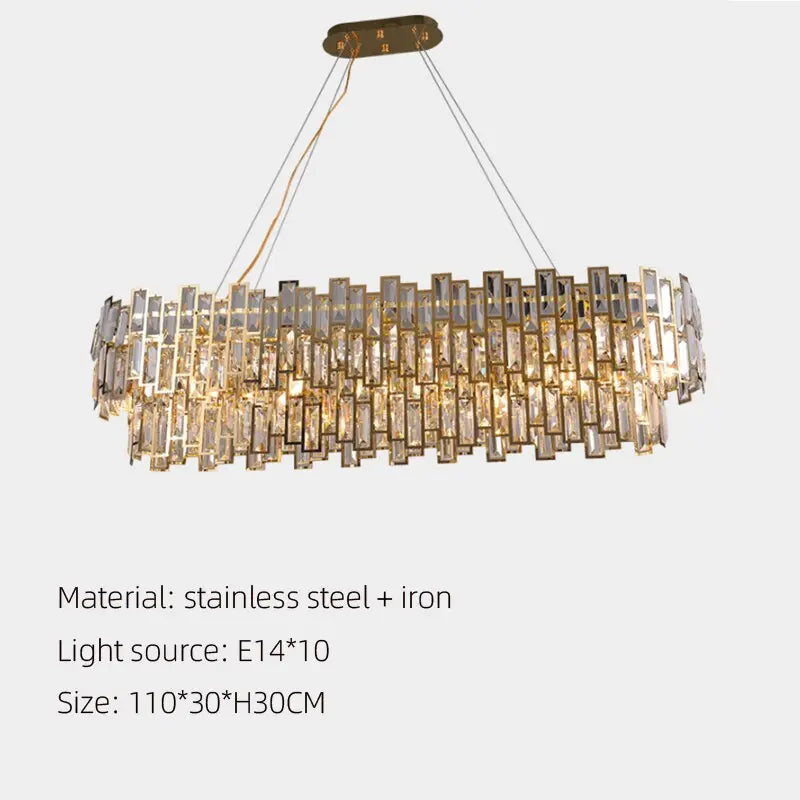 Oval Gold Crystal Desinger Chandelier ChandeliersLife®