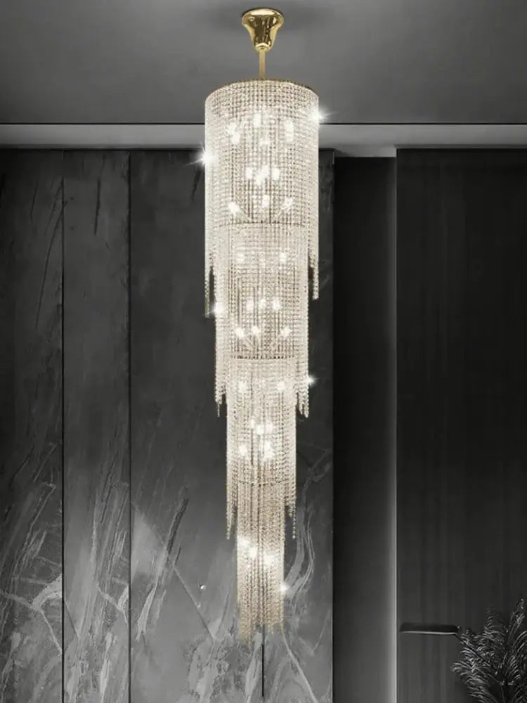 Luxury Crystal Chandelier for High Ceiling Rotate Staircase Villa Hotel Living Room High Pendant Light Indoor Lighting Fixture ChandeliersLife®