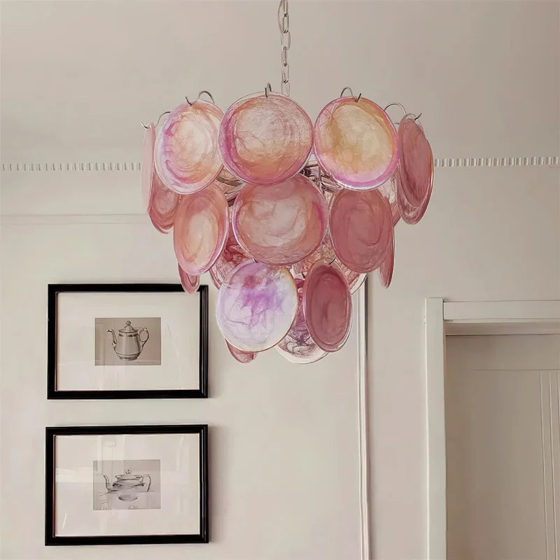 Calista Murano-inspired Art Deco Glass chandelier, product gallery image 2 of 15