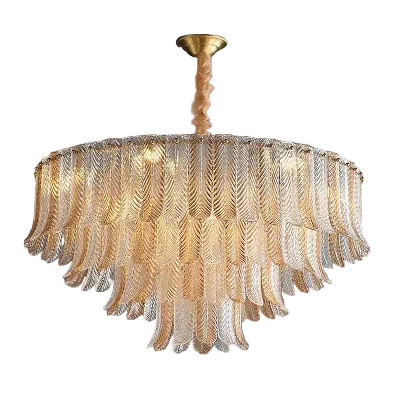 Aurelio polished copper chandelier with glass detailing