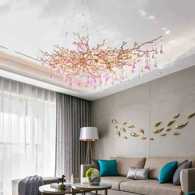 High-end LED Branch Crystal Copper Chandeliers Water Drops Luxury Ceiling Chandelier Lighting Decor Tree Luxury Pendant LAMP ChandeliersLife®