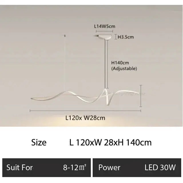 Ribbon Shape Design Dining Island LED Chandelier