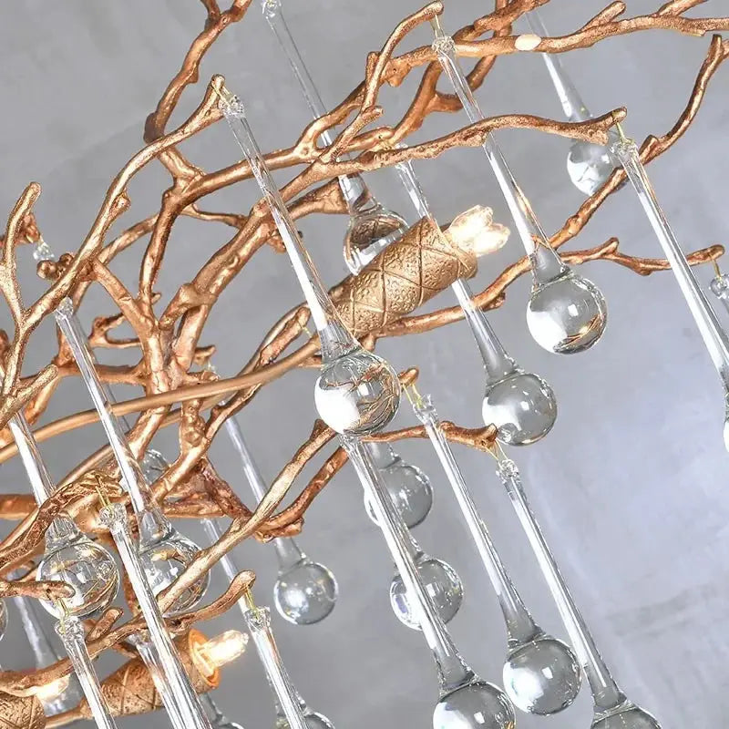 High-end LED Branch Crystal Copper Chandeliers Water Drops Luxury Ceiling Chandelier Lighting Decor Tree Luxury Pendant LAMP ChandeliersLife®
